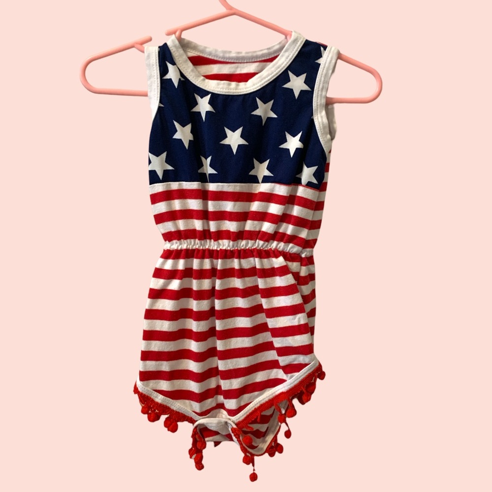 American flag baby romper